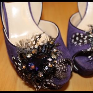Enzo Angiolini purple feather jewels high heels